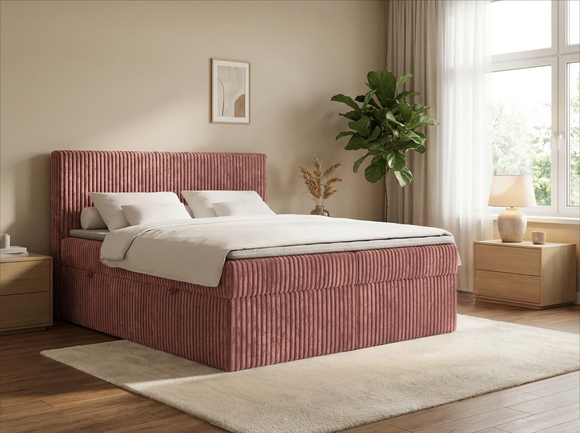 Łóżko kontynentalne box Marbella Poso gruby sztruks 180x200 boxspring 5