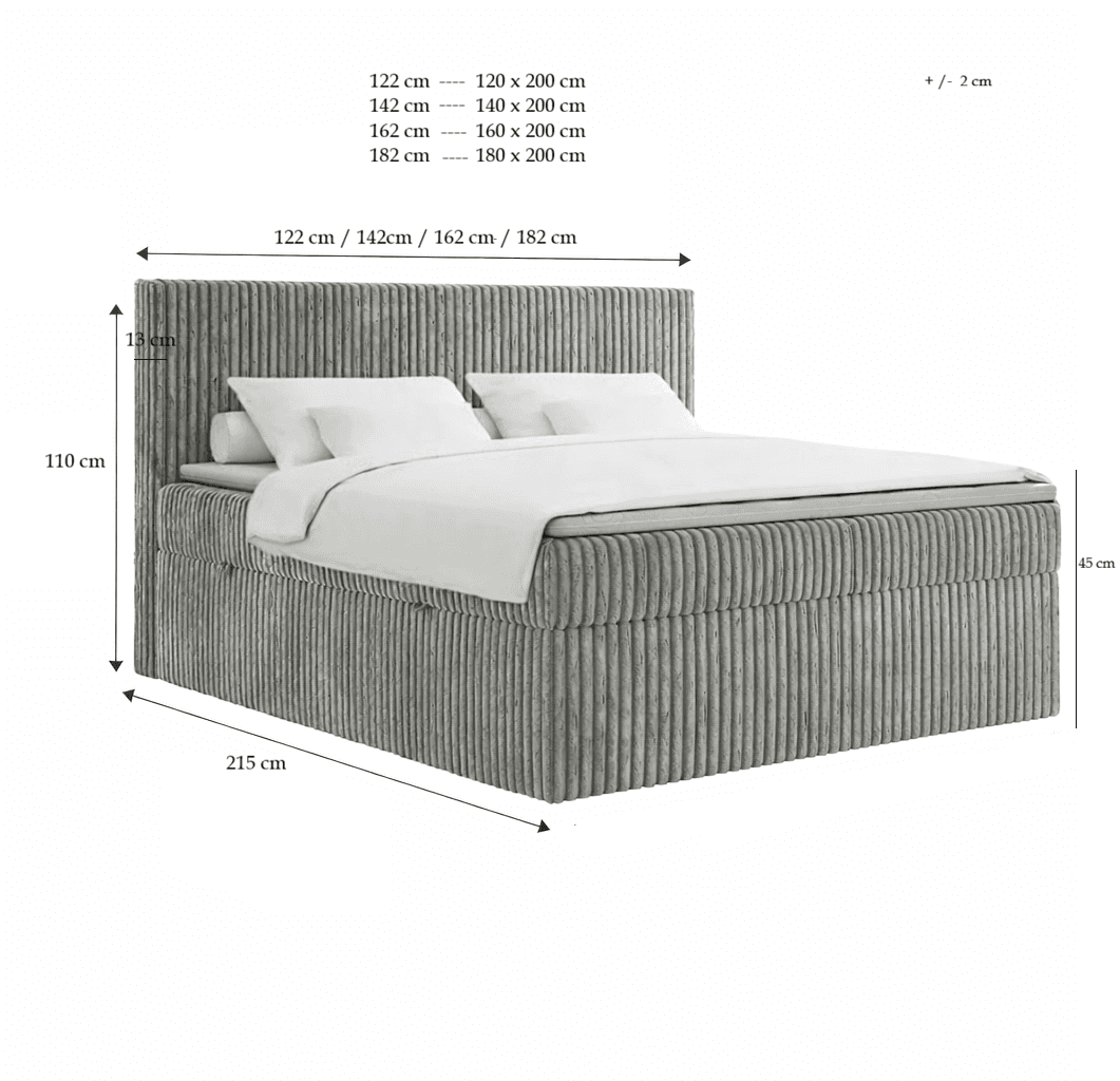 Łóżko kontynentalne box Marbella Poso gruby sztruks 160x200 boxspring 9