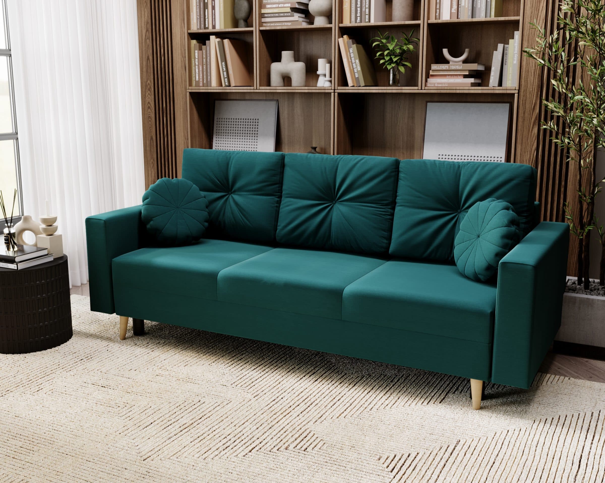 Sofa rozkładana Milano 3-osobowa z funkcją spania i pojemnikiem | Nowoczesna sofa do salonu